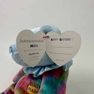 Ty Beanie Baby March the Birthday Bear - Aquamarine Birthstone Bear (7