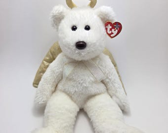 Ty Beanie Buddy  “Halo II” the Angel Bear with Gold Wings (14 inch)