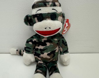 TY Beanie Baby “Sock Monkey” the Army Sock Monkey - Non Mint Tag! (8.5 inch)