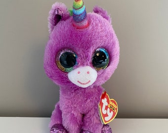 Ty Beanie Boo "Rosette" de paarse eenhoorn - glitterogen (6 inch)