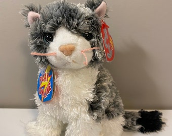 Ty Beanie Baby 2.0 “Cricket” the Grey and White Cat Plush! *Rare* (5 inch)