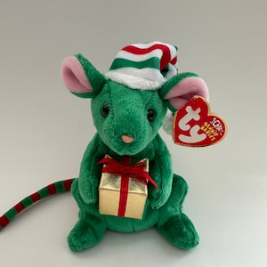 Ty Beanie Baby “Tidings” the Green Holiday Mouse - Internet Exclusive (7 inch)