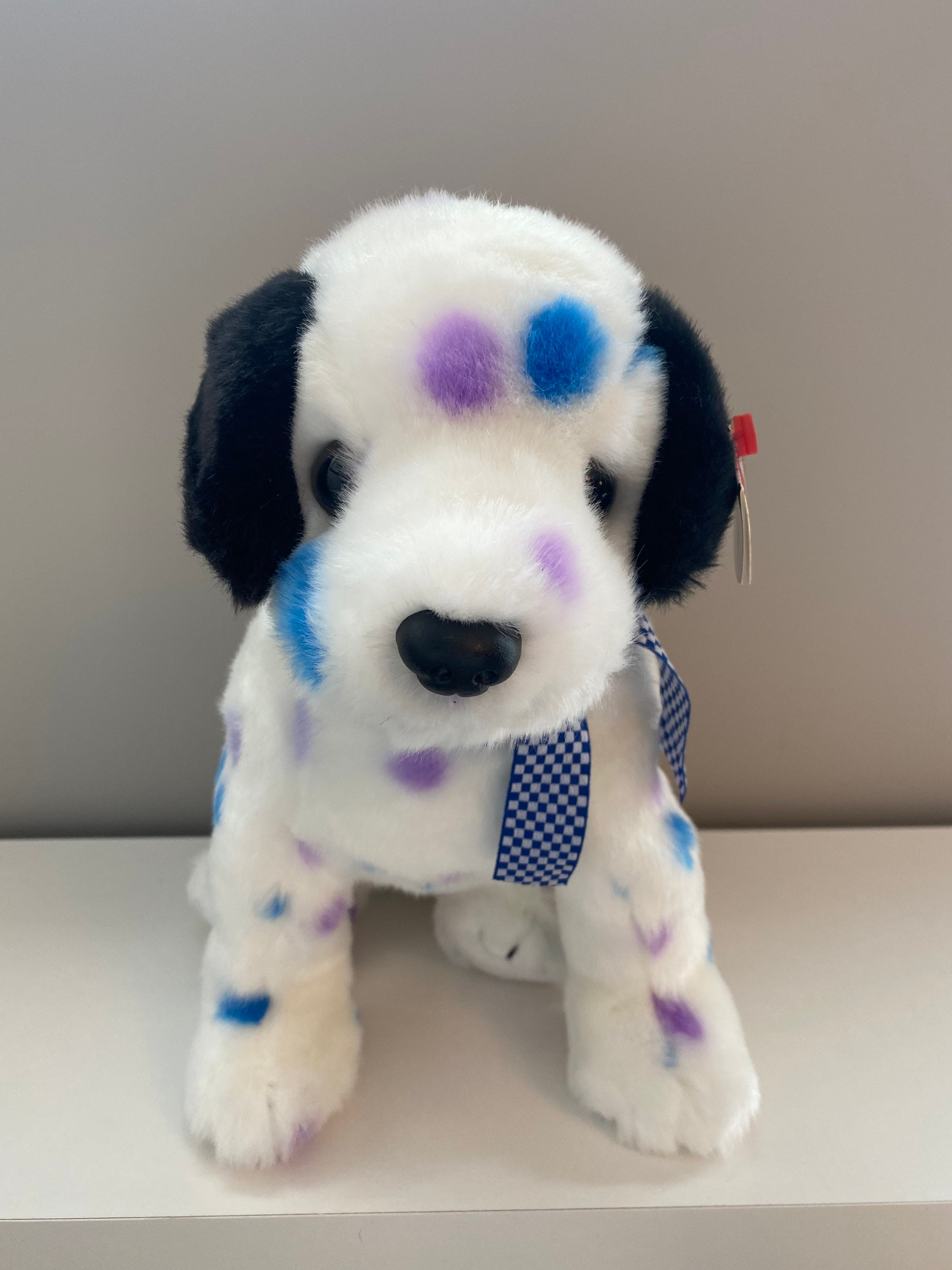 Ty Beanie Baby Dizzy Dog w/ Colored Ears & Colored Spots MWMT 