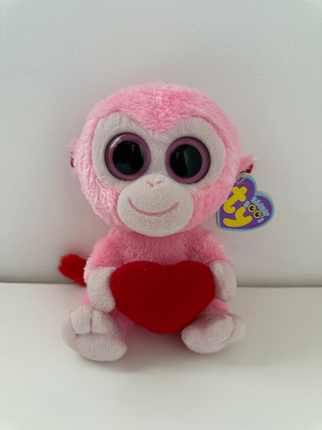 Monnkey Boo Ty Beanie Boo “julep” the Pink Monkey - Solid Eye Version - Writing in ...