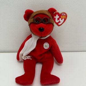 Ty Beanie Baby “Bearon” the Red Bear - 100 years of flight (8.5 inch)