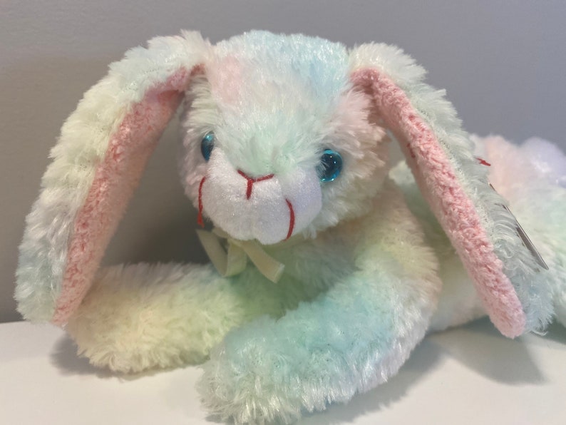 TY Beanie Baby cottonball the Tie Dye Laying Down Bunny Etsy