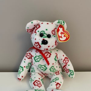 Ty Beanie Baby “Gingerspice” the Red, White, and Green Holiday Bear  - Hallmark Exclusive (8.5 inch)