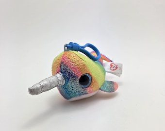 "TY Schlüsselanhänger ""Nori"" der Regenbogen Narwal Beanie Boo - Kunststoff Schlüsselanhänger - Ohne Anhänger (3 inch)"