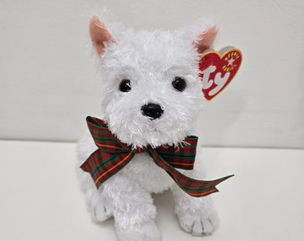Ty Beanie Baby « Kirby », le chien du West Highland Terrier avec une écharpe à carreaux ! (5,5 pouces)