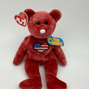 Ty Beanie Baby 'Heartland', de superschattige Amerikaanse Amerikaanse beer - exclusief internet *zeldzaam* (8,5 inch)