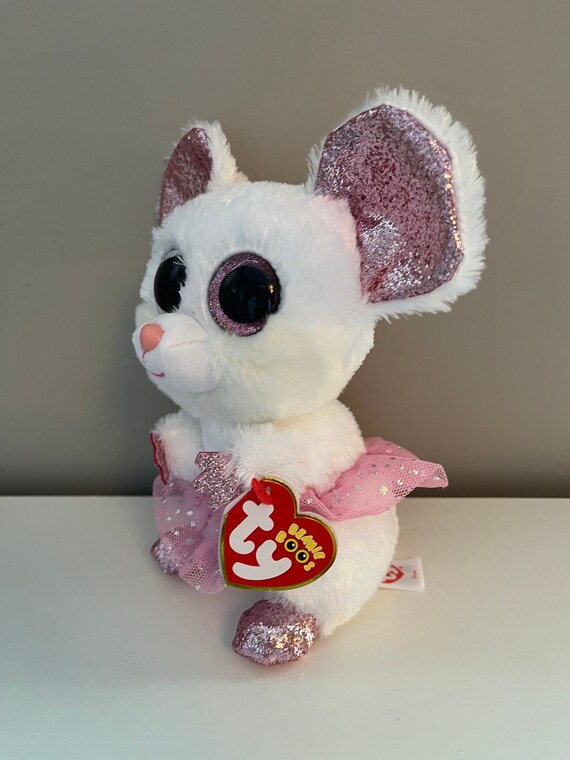 Ty Beanie Boo Nina the Pink and White Ballerina Mouse 6 inch