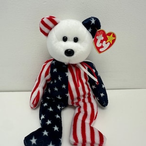 Ty Beanie Baby “Spangle” the USA Bear White Face Version! (8.5 inch)