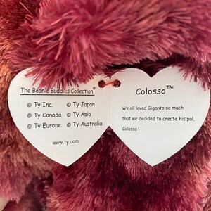 Ty Beanie Buddy “Colosso” the Magenta Woolly Mammoth (12 inch) image 7