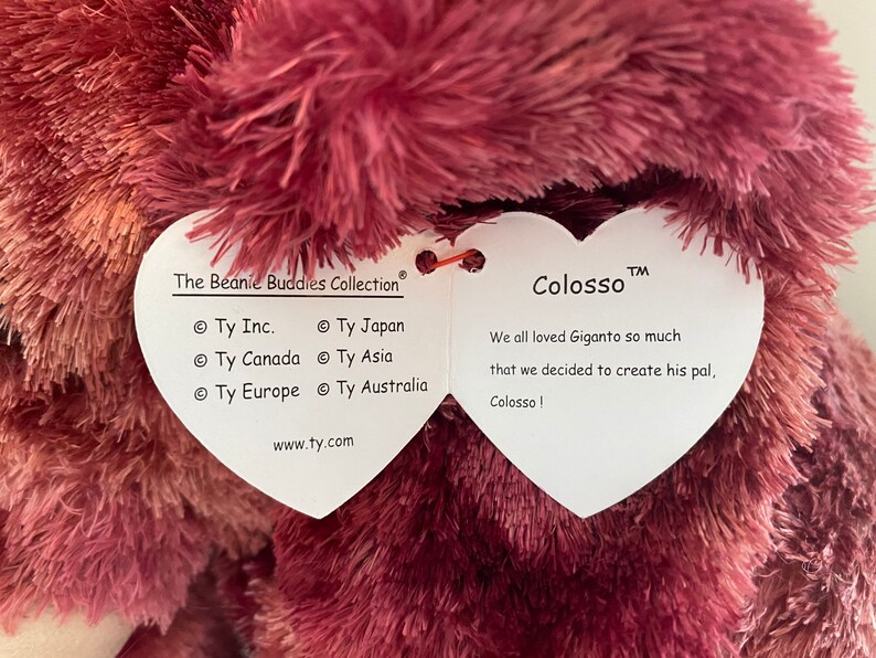 Ty Beanie Buddy “Colosso” the Magenta Woolly Mammoth (12 inch) image 7