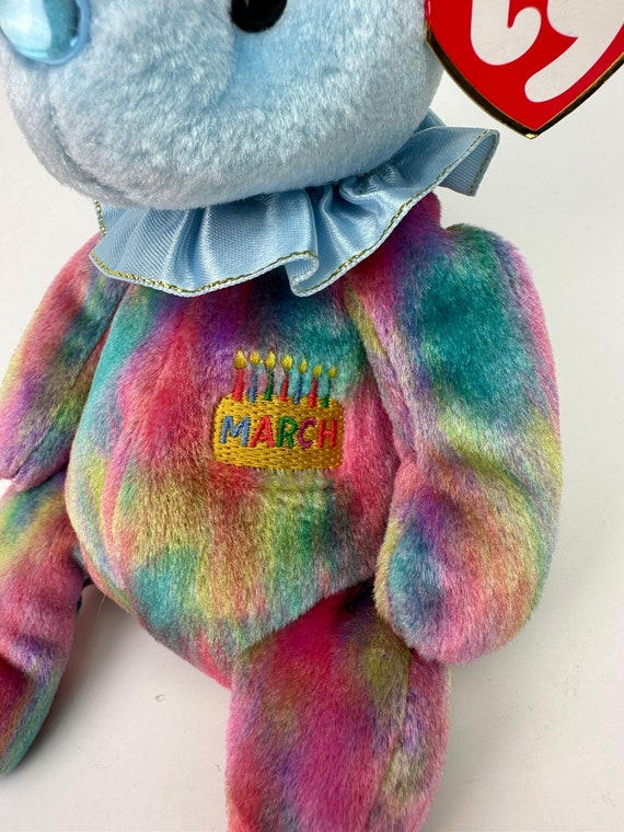 Ty Beanie Baby March the Birthday Bear Aquamarine Birthstone