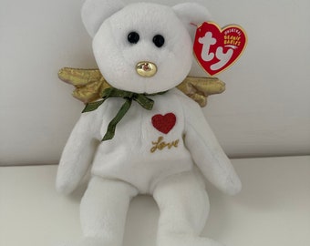 Ty Beanie Baby “Gift” the Angel Bear with Wings - White Version Love - Hallmark Gold Crown Exclusive (8.5 inch)