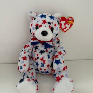 Ty Beanie Babies “White” the Patriotic USA American Bear (6.5 inch)