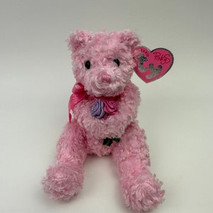Ty Beanie Baby “Radiance” the Pink Bear Holding Flowers (7 inch)