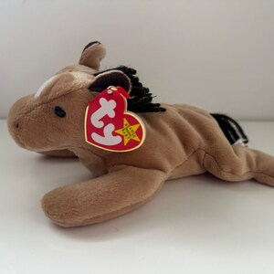 Ty Beanie Baby “Derby” the Horse Yarn Mane - Handmade in Indonesia with Canadian Tush Tag (8 inch)