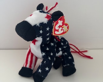 Ty Beanie Babies “Lefty 2000” the Patriotic American Donkey! (6 inch)