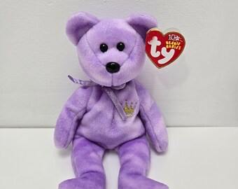 Ty Beanie Baby “Yours Truly” the Purple Bear - Hallmark Gold Crown Exclusive (8.5 inch)