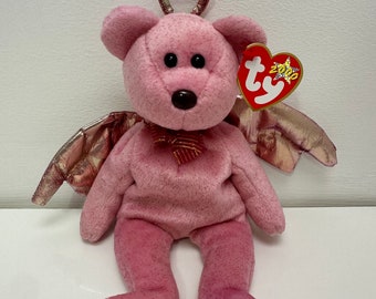 Ty Beanie Baby "Halo 2" de engelbeer - handgeverfd roze! (8,5 inch)