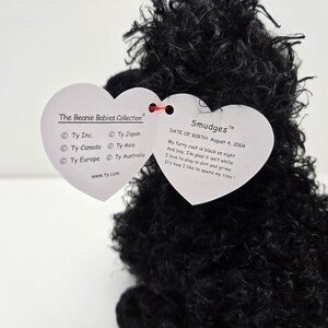TY Beanie Baby Smudges the Black Curly Haired Dog Rare 6 inch image 4