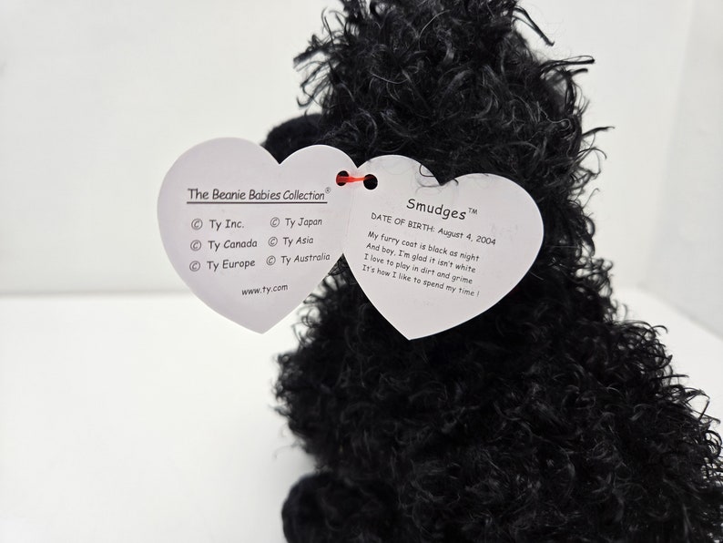 TY Beanie Baby Smudges the Black Curly Haired Dog Rare 6 inch image 4