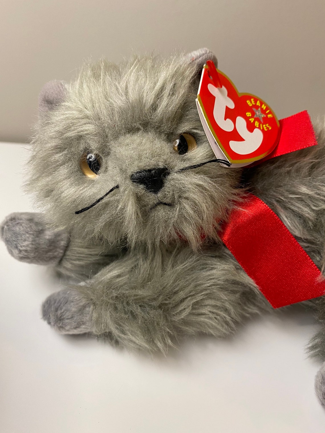 TY Beanie Baby Grey long haired Cat Beani | Etsy