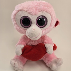 Ty Beanie Boo “Julep” the Pink Monkey - Solid Eye Version - No Hang Tag (9 inch)