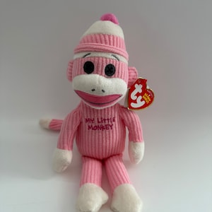 Ty Beanie Baby “My little monkey” the Adorable Light Pink Sock Monkey (8.5 inch)
