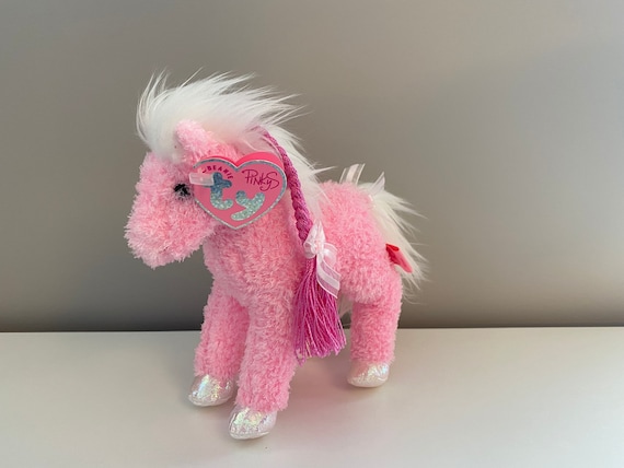 Ty Beanie Baby “minuet” the Pink Horse With Pink Braid - Pinkys