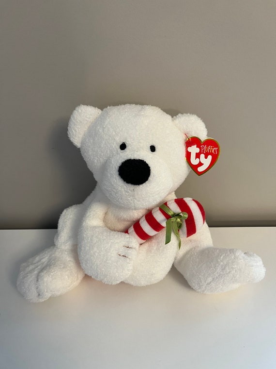 Ty Pluffies Collection Candy Cane The White Bear Holding A Etsy 日本 Ty Pluffies Collection Candy Cane The White Bear Holding A Etsy 日本
