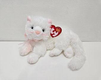 Ty Beanie Baby “Bianca” the Adorable White Cat  with Pink Bow *Rare*! (8 inch)