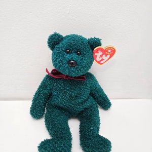 Ty Beanie Baby “2001 Holiday Teddy”  the Green Sparkly Holiday Bear! (8.5 inch)
