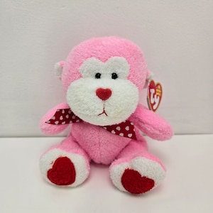 Ty Beanie Baby Junglelove the Pink Valentines Day Monkey! (6 inch)