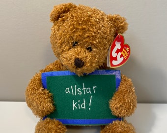 Ty Beanie Baby “School Rocks” the Bear holding a Sign that says “All-Star Kid” - Greetings Collection (5 inch)