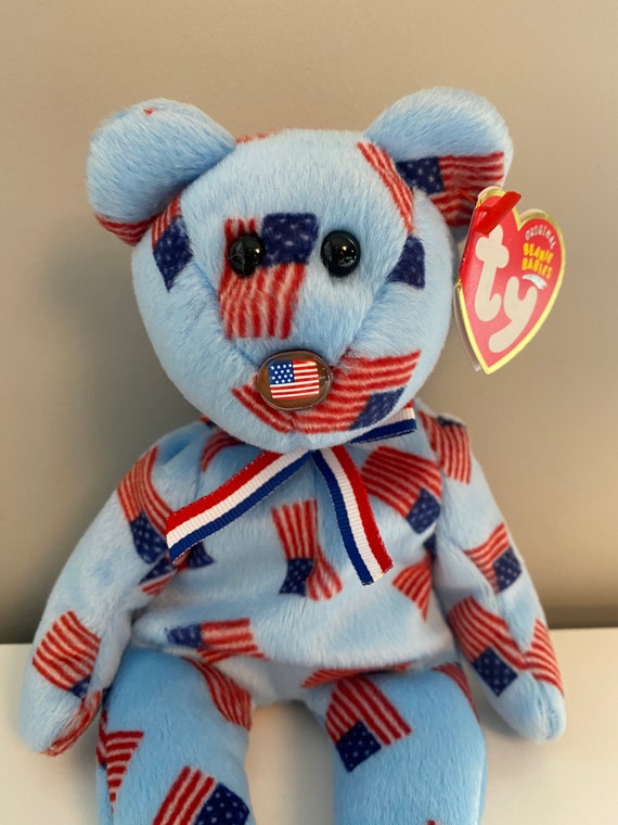 Ty Beanie Baby union the United States Bear USA Flag Print
