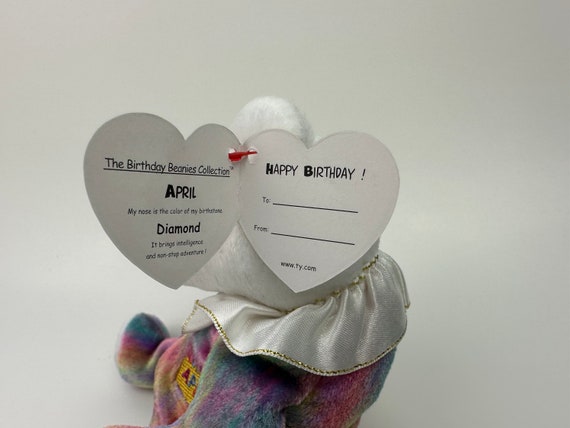 Ty Beanie Baby April the Birthday Bear Diamond Birthstone Bear 7 Inch Etsy UK