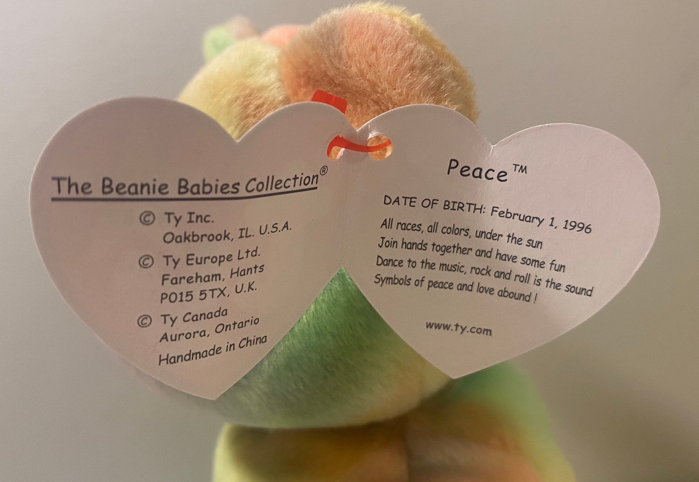 Beanie baby peace bear feb sale 1 1996