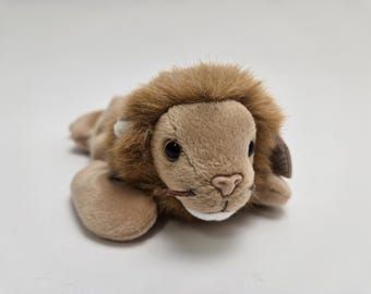 Ty Beanie Baby “Roary” the Lion! Handmade in Indonesia with Canadian Tush (8 inch)