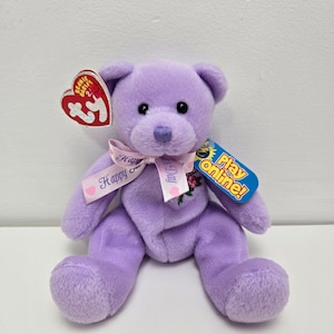 Ty Beanie Baby “Love to Mom” the Purple Mothers Day Bear! (7 inch)