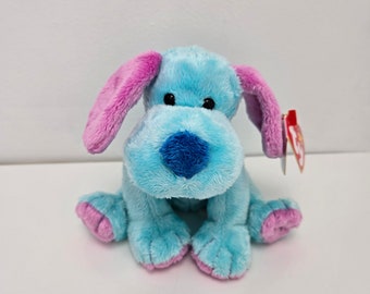 Ty Beanie Baby “kookie” the Blue and Pink Circus Beanie Dog! (5.5