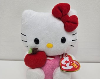 TY Beanie Baby “Hello Kitty” de Hello Kitty knuffel met rode appel (18,5 cm)