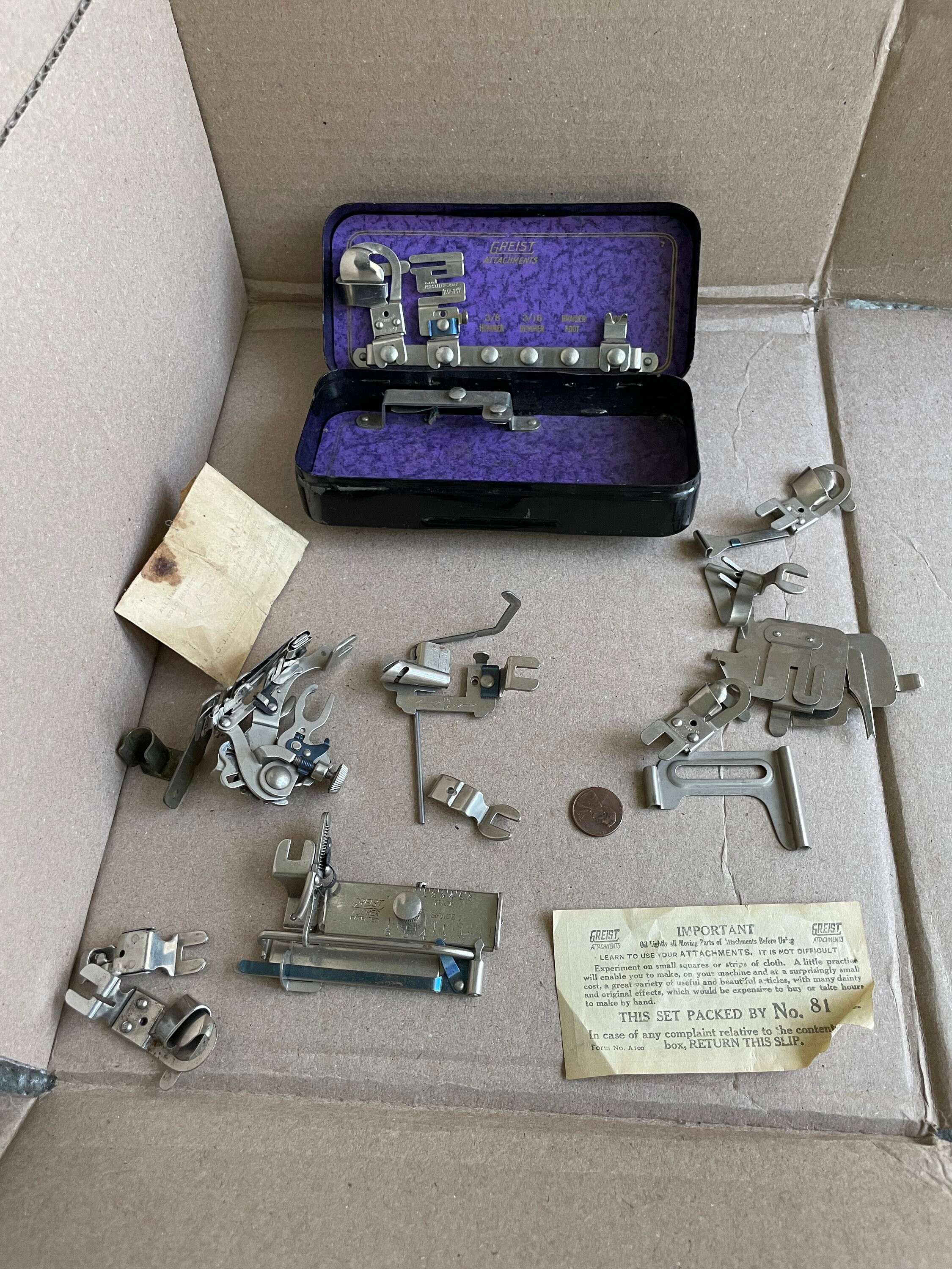 Antique White Rotary Sewing Machine Attachment Box Etsy