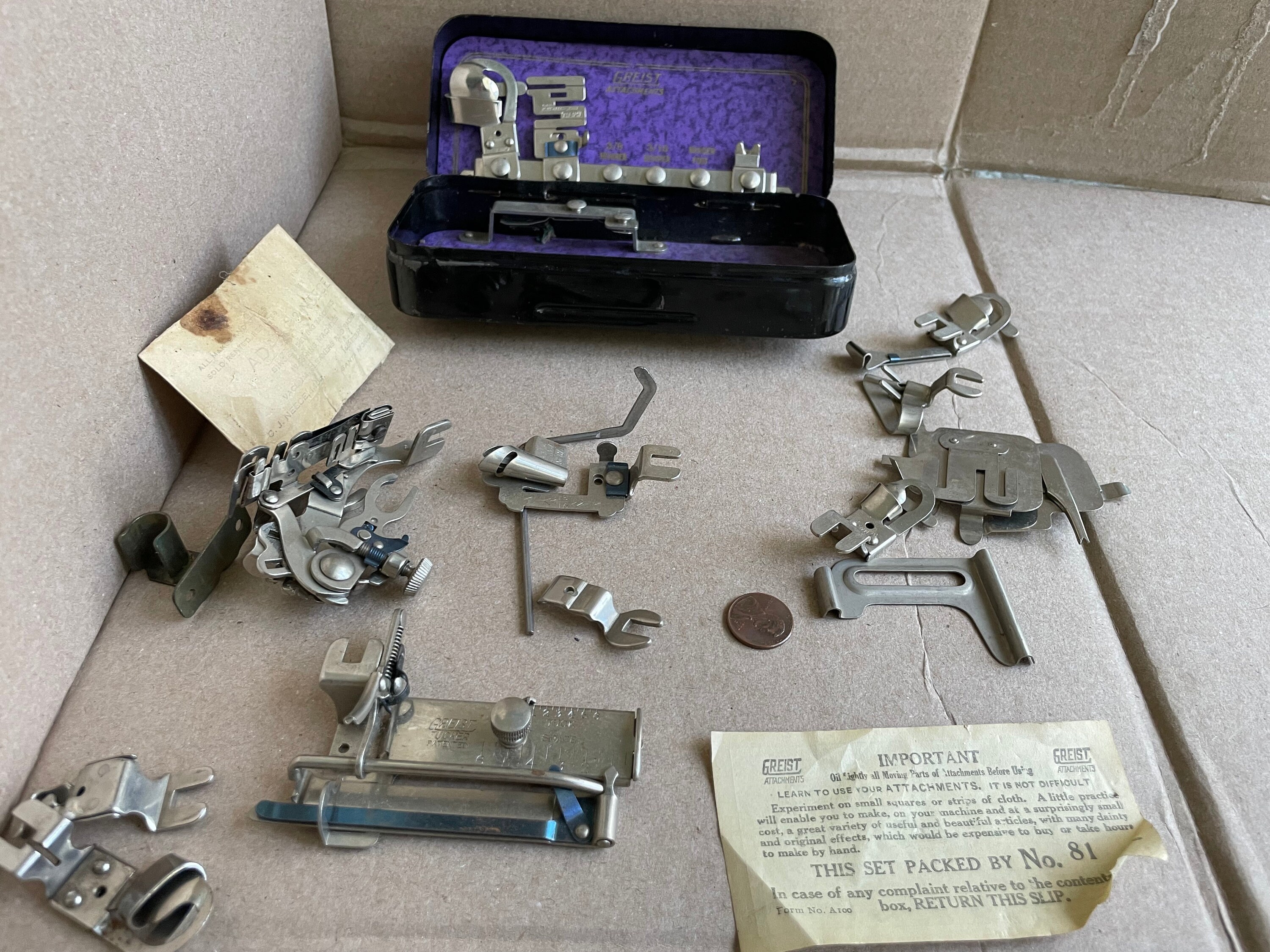 Antique White Rotary Sewing Machine Attachment Box Etsy