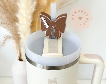Bow Football Straw topper, Coquette Football Straw Topper, Stanley Straw Topper, Regular Strawtopper, Football topper, Football straw buddy