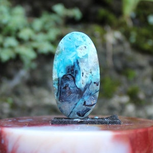 Blue Opal Wood coper rare cabochons