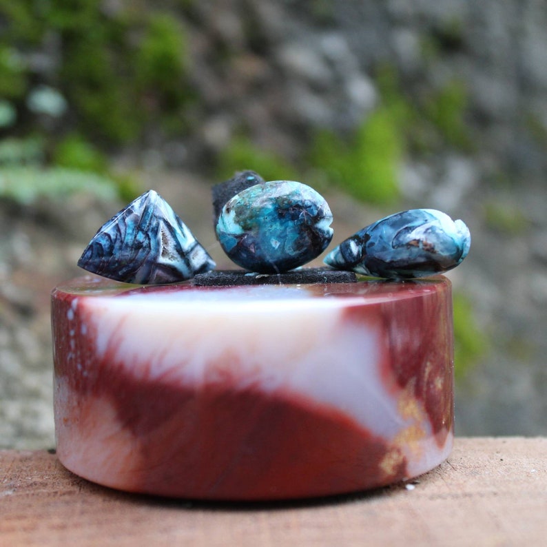 Blue Opal Wood coper rare cabochons
