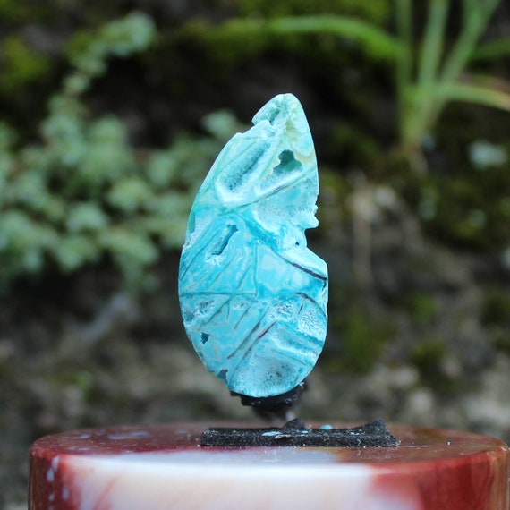 Blue Opal Wood coper rare cabochons